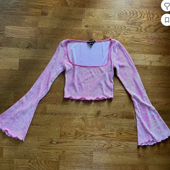 Urban Outfitters Tops - urban outfitters out from under top juliette bell sleeve rib velour pink square
